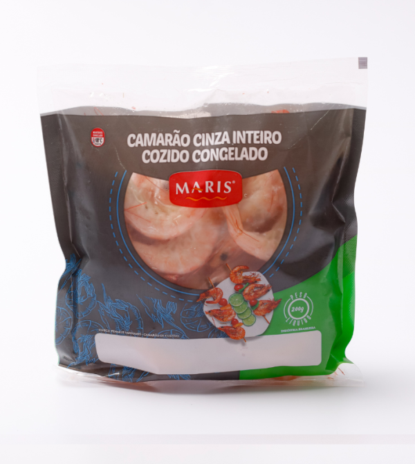 Camarão Cinza Inteiro Cozido Congelado 80/100 200g