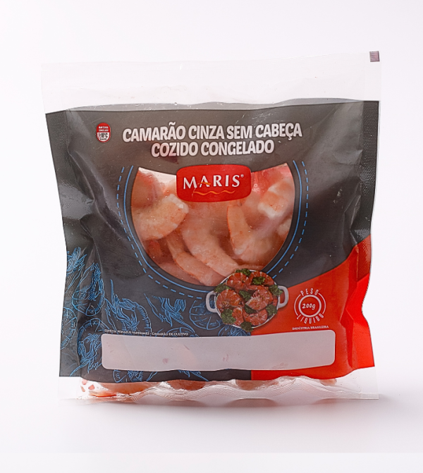 Camarão Cinza Sem Cabeça Cozido Congelado 61/70 200g