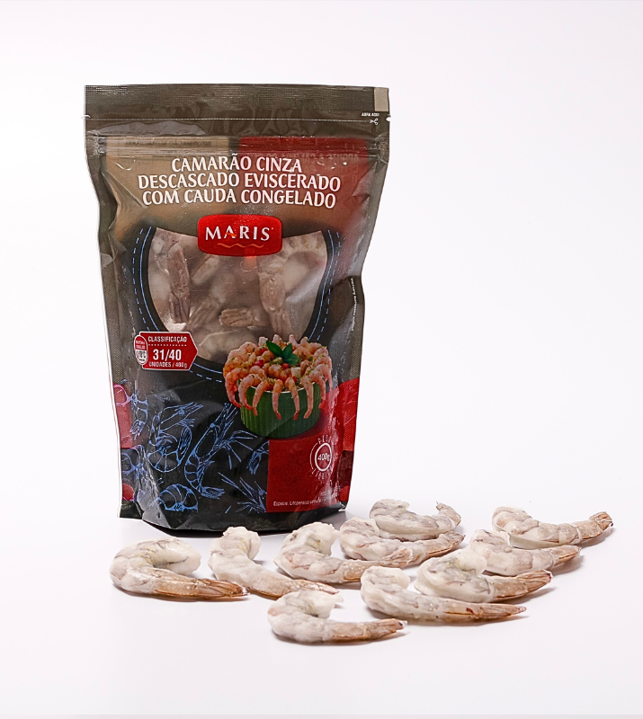 Camarao Cinza Descascado Com Cauda Congelado 36 40 400g