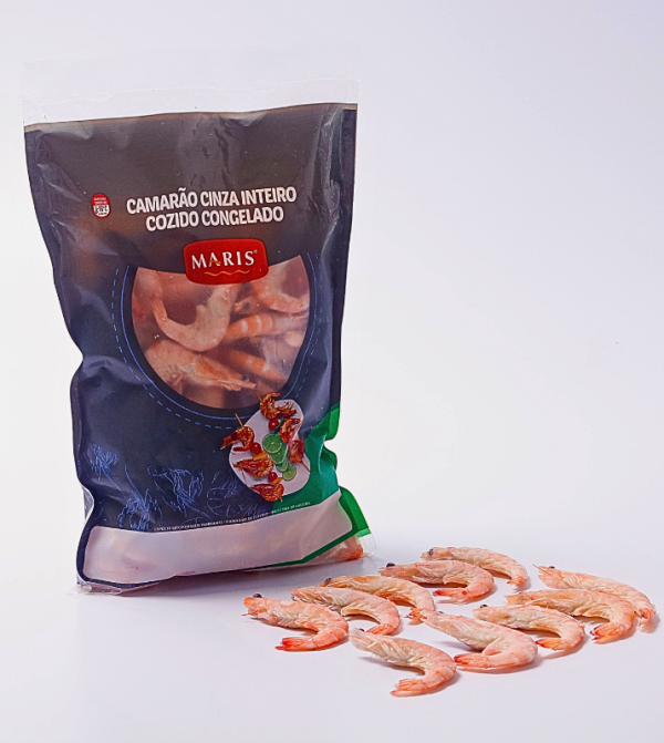 Camarão Cinza Inteiro Cozido Congelado 120/150 800g